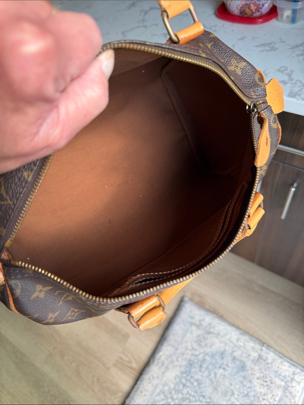 Louis Vuitton Brown Monogram Canvas Satchel with Tan Leather Handles - Picture 10 of 14